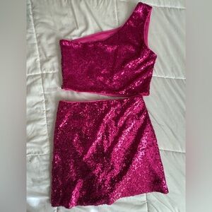 Lulu's Fuchsia Sequin Skirt Set